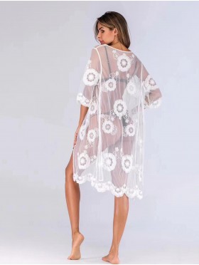 Lace Kimono W/ Floral Pattern